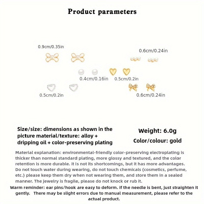6 Pairs Simple Stud Earrings Set - image 7