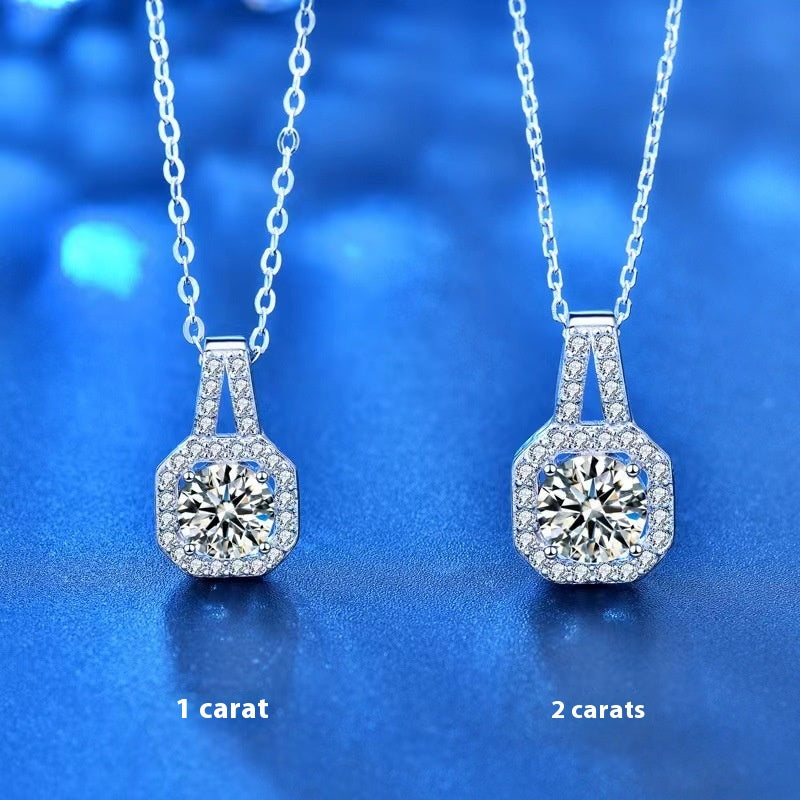 Moissanite S925 Sterling Silver Necklace For Women All-match Niche Hig - image 5