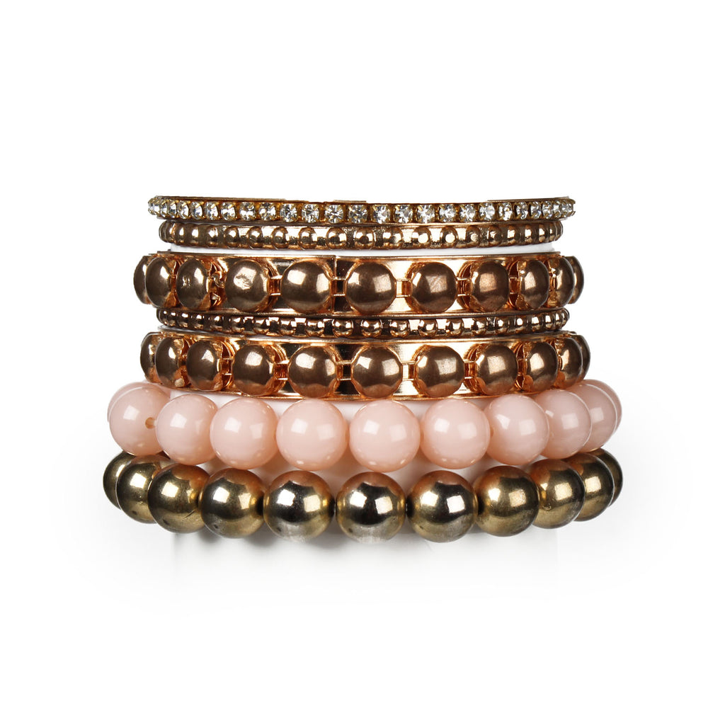 7-Piece Retro Gold-Tone Rhinestone Bangle Set - image 4