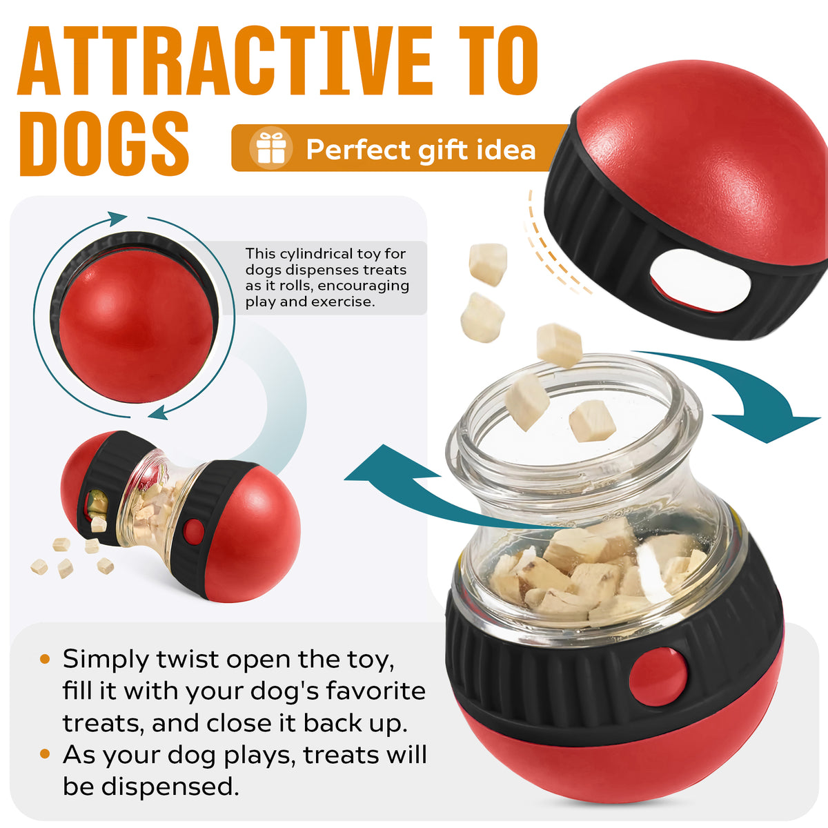 Dog Puzzle Toy, Adjustable Treat Dispensing Ball Food Dispenser Tough  - image 7