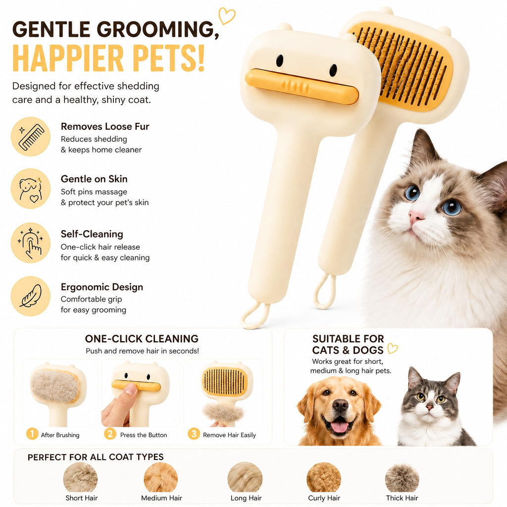 Cute Bear Self-Cleaning Pet Brush - image 4