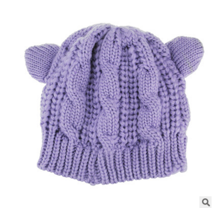 Hand Made 3D Cute Knitted Cat Ear Beanie For Winter - image 7