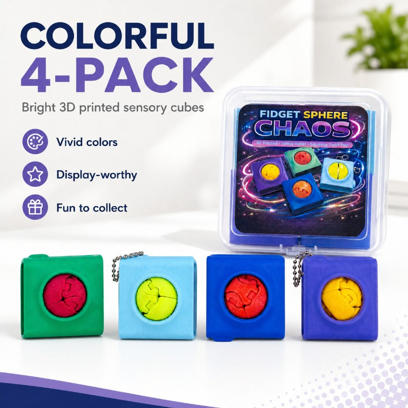 4PCS Textured Fidget Cube Set, 3D Printed Squeeze & Twist Desk Accesso - image 6