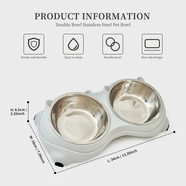 Double Stainless Steel Cat Bowls with Non-Slip Base - image 4