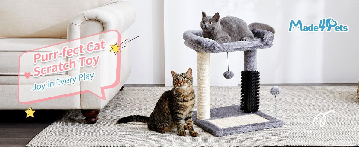 Small 4-in-1 Cat Tree Tower With Self-grooming Brush And Natural Sisal - image 3