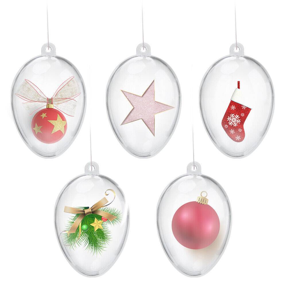 5 PCS Clear Plastic Christmas Balls Baubles Sphere Fillable Xmas Tree  - image 8