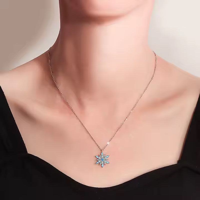 Silver-Tone Snowflake Crystal Pendant Necklace - image 4