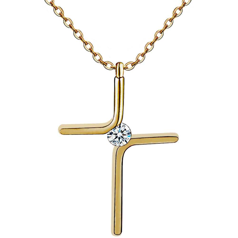 Cross Pendant New Simple Necklace Titanium Steel Plating - image 1