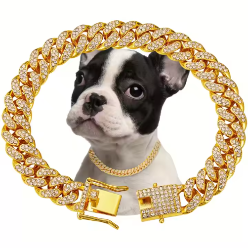 Sparkling Alloy Dog Chain Collar - image 1