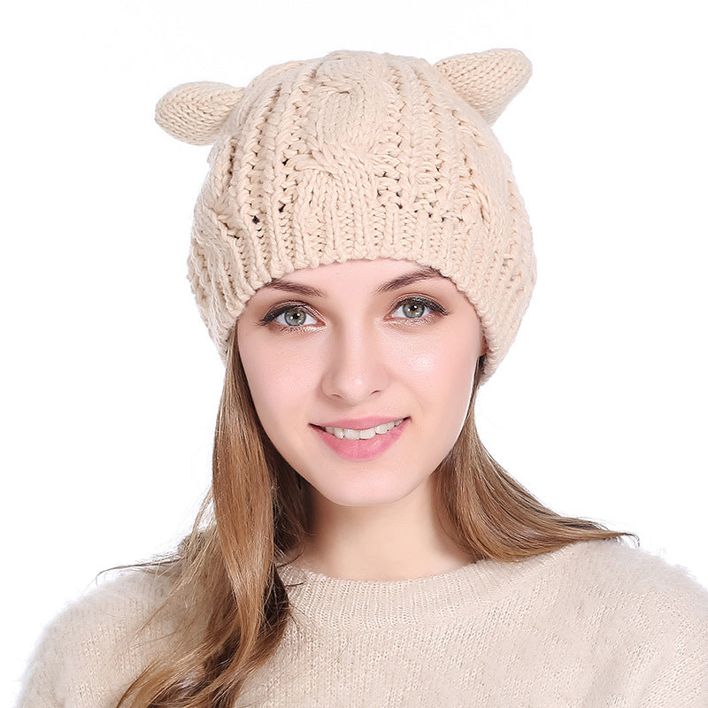 Autumn Winter Cat Ear Knit Beanie - image 7