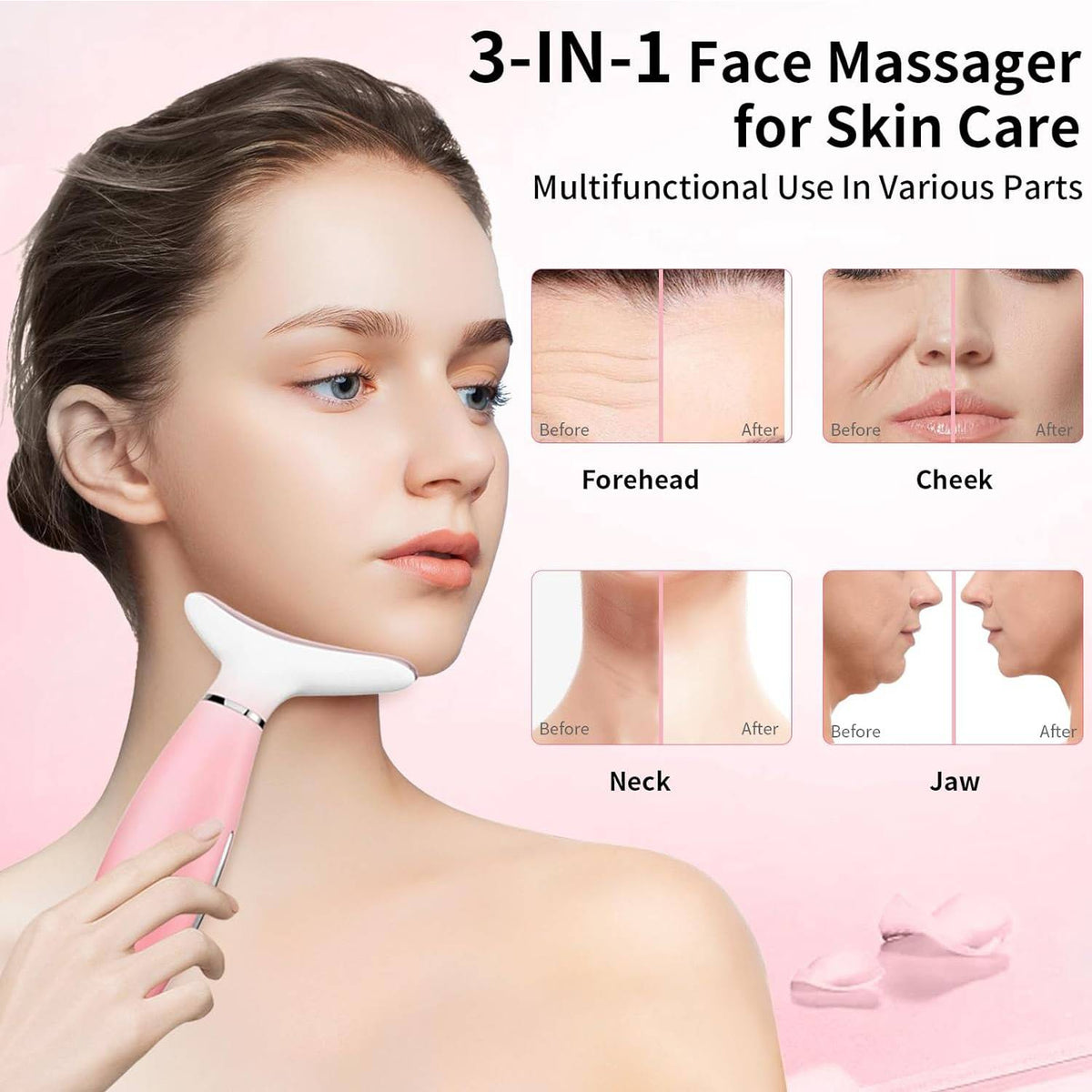 Skin Care Neck Face Massage Tool With Thermals, 3-in-1 Facial Massager - image 2