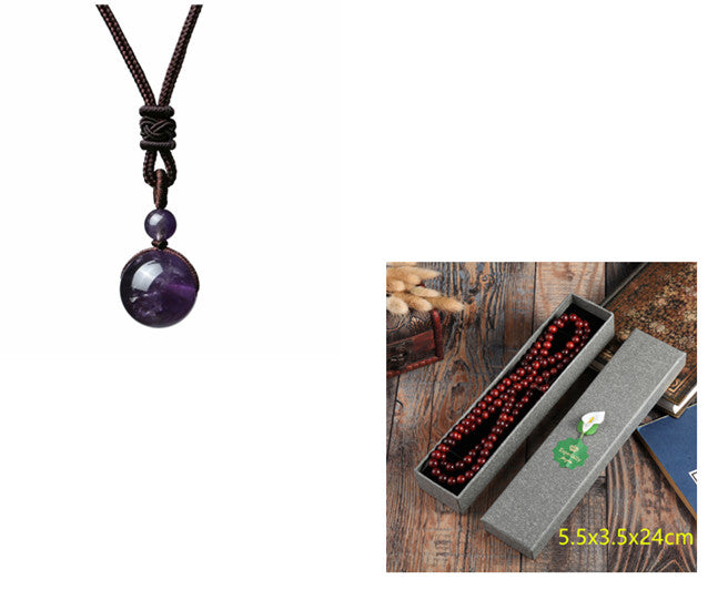 Fashion 16mm Natural Obsidian Pendant Amethyst Necklace For Men And Wo - image 2