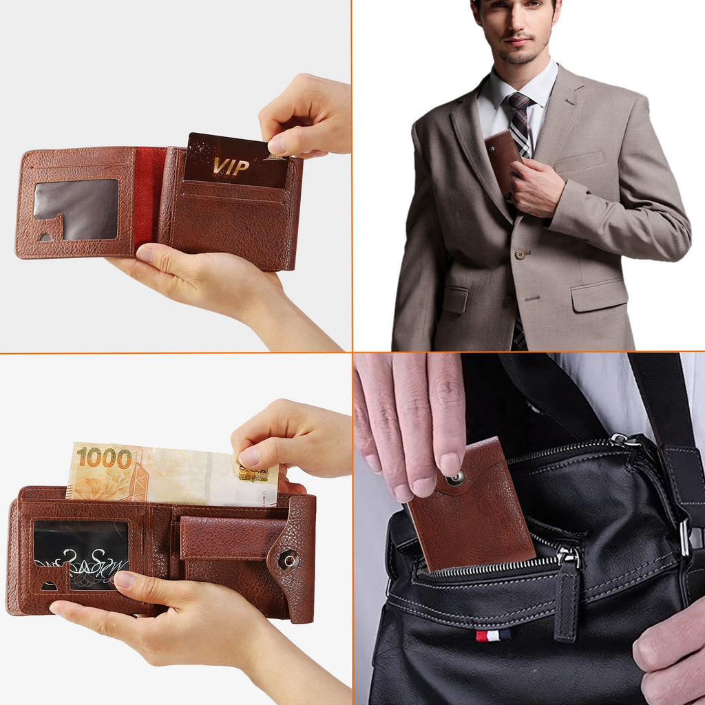 Men's Slim PU Leather Wallet with 2 ID Windows & Coin Pocket - image 7