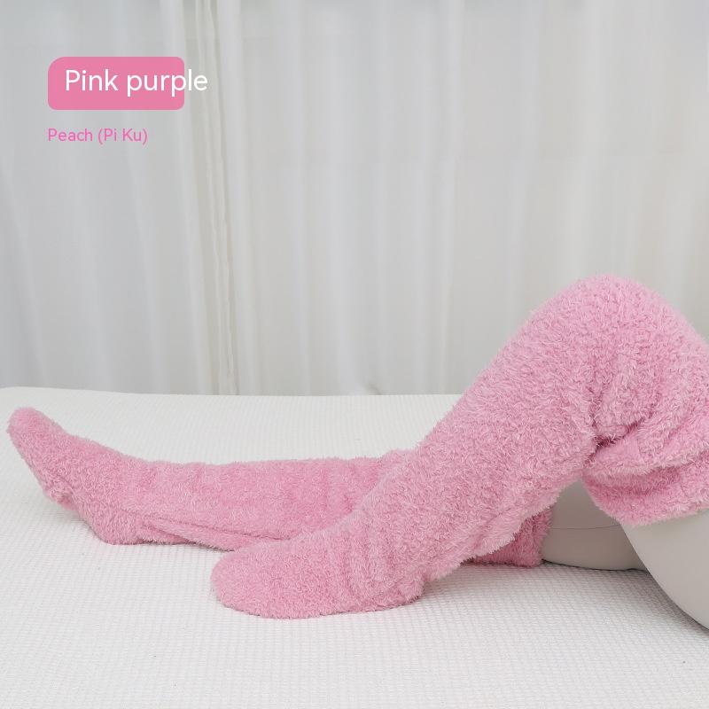 Over Knee High Fuzzy Long Socks Winter Warm Cold Leg Knee Joint Cold-p - image 12