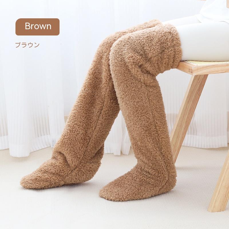Over Knee High Fuzzy Long Socks Winter Warm Cold Leg Knee Joint Cold-p - image 1