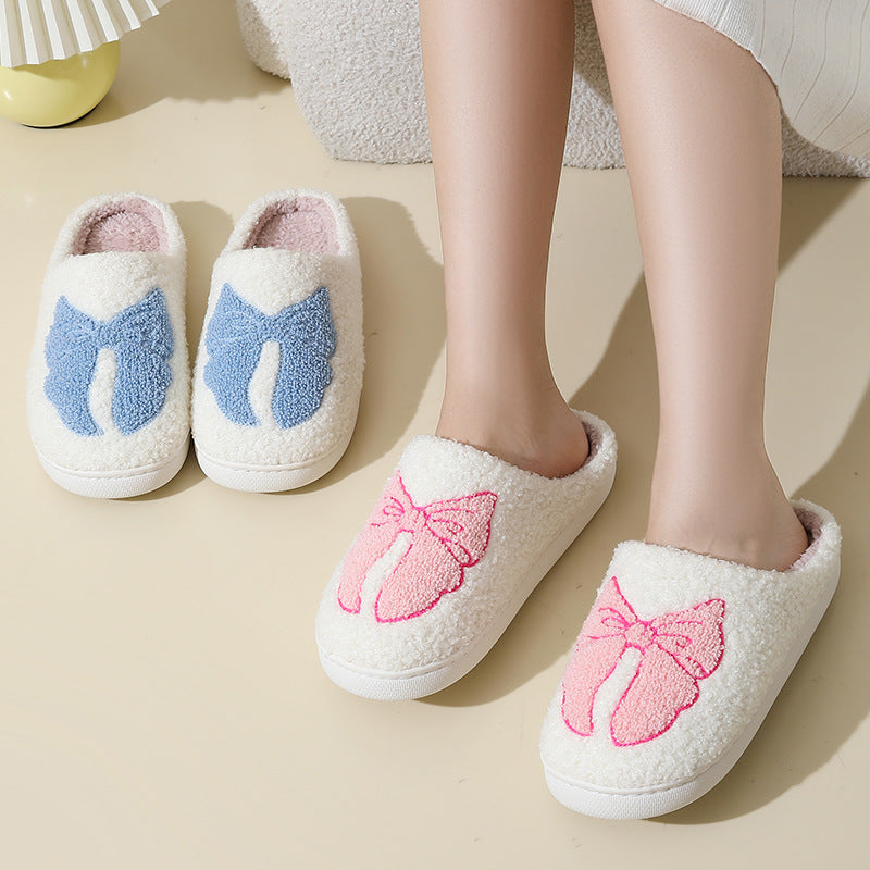 Cute Cartoon Bow Knot Cotton Slippers - image 4
