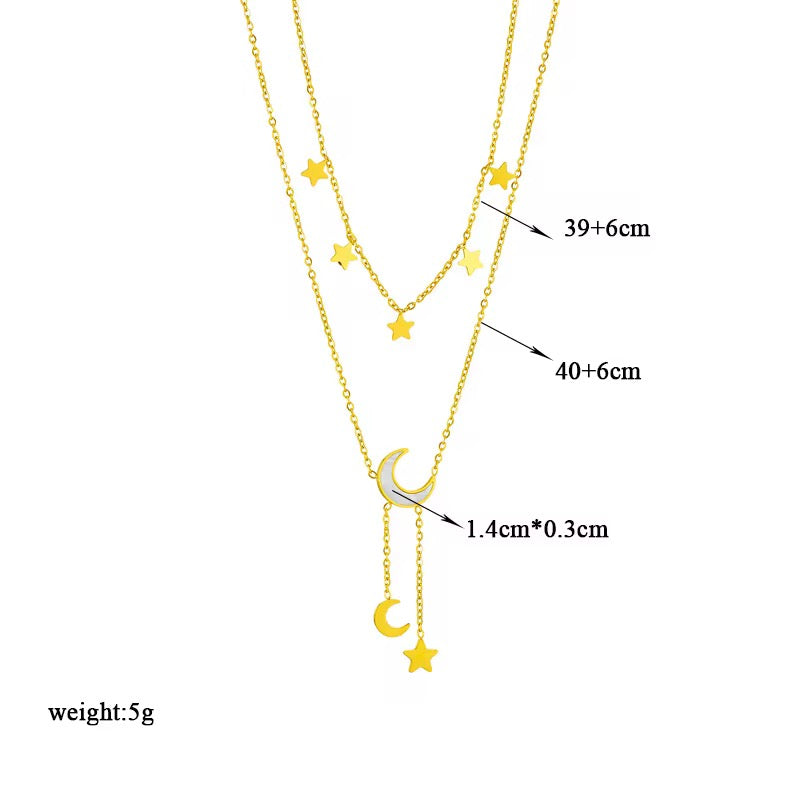 Moon & Stars Layered Gold-Tone Necklace - image 2