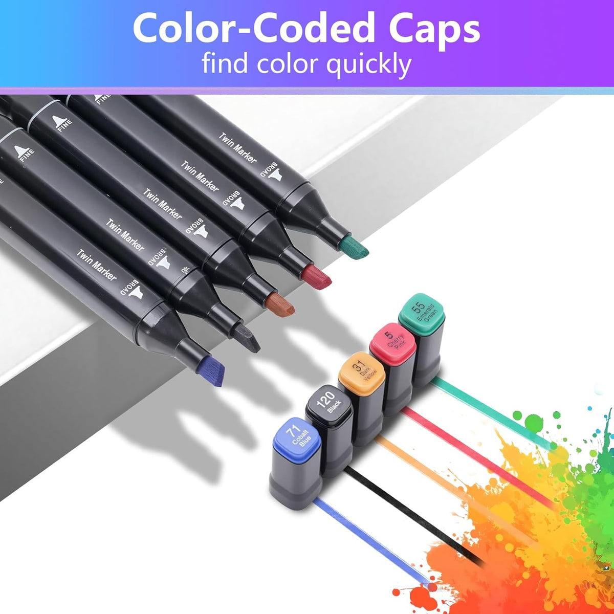 100 Colors Double Tip Brush Pens, Watercolor-Based Markers - image 5