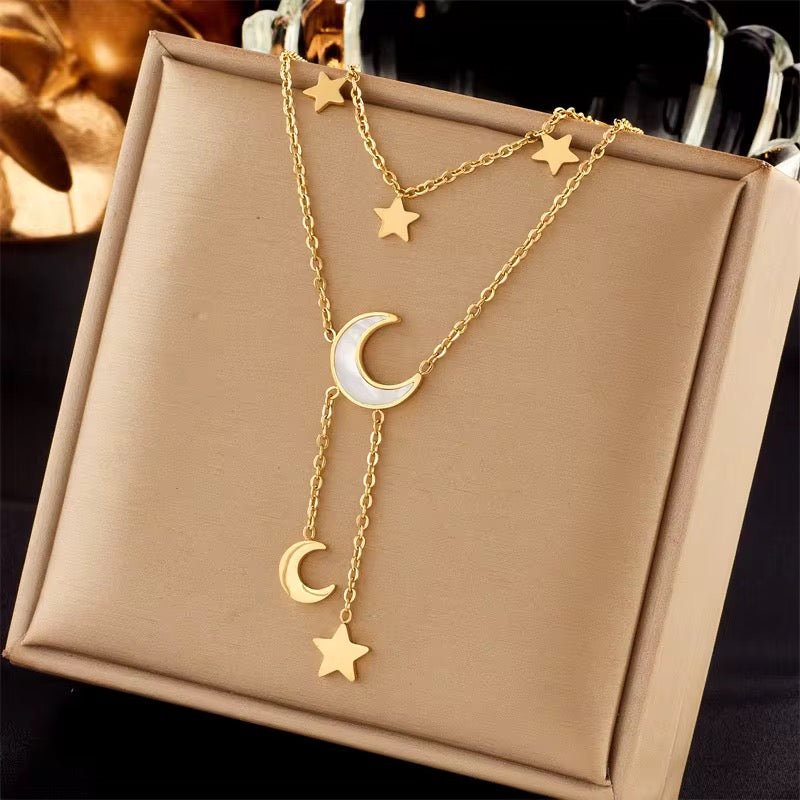 Moon & Stars Layered Gold-Tone Necklace - image 3