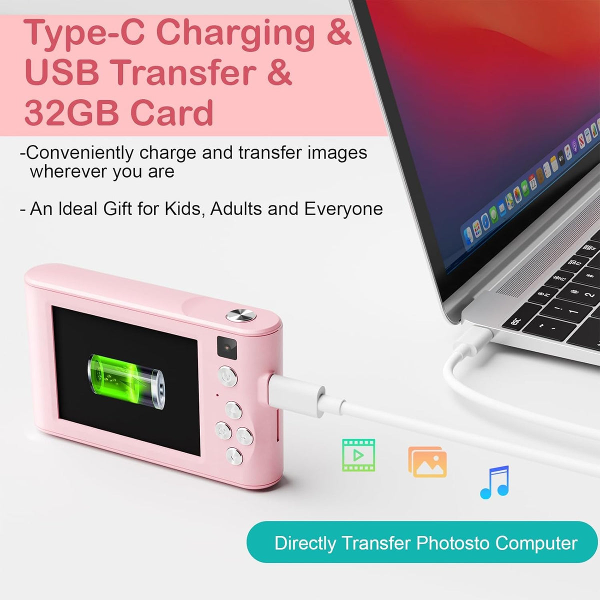Kids Digital Camera Christmas Birthday Gifts With 32GB SD Card - image 5