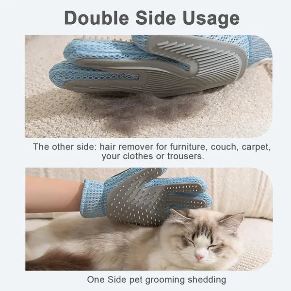 2-in-1 Pet Grooming Glove - Double-Sided Deshedding & Massage Brush Fo - image 2