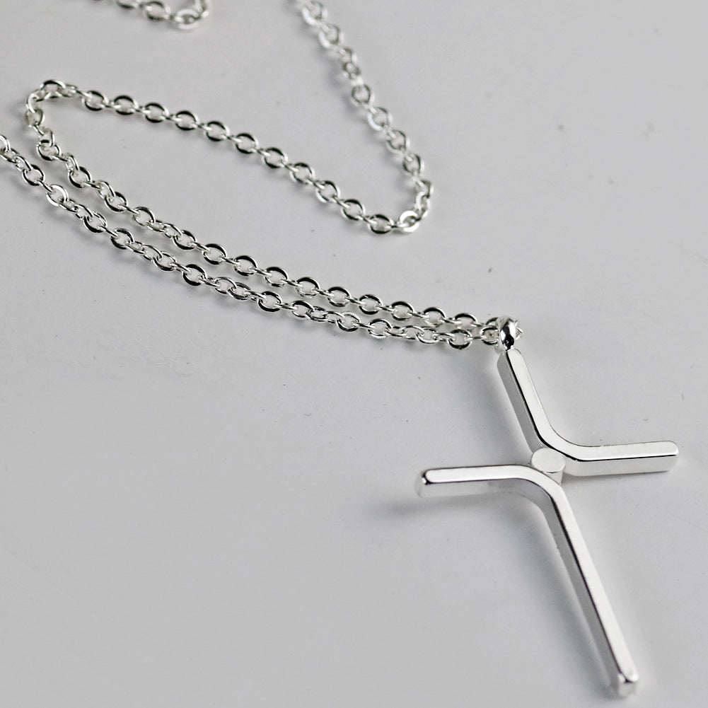 Cross Pendant New Simple Necklace Titanium Steel Plating - image 3
