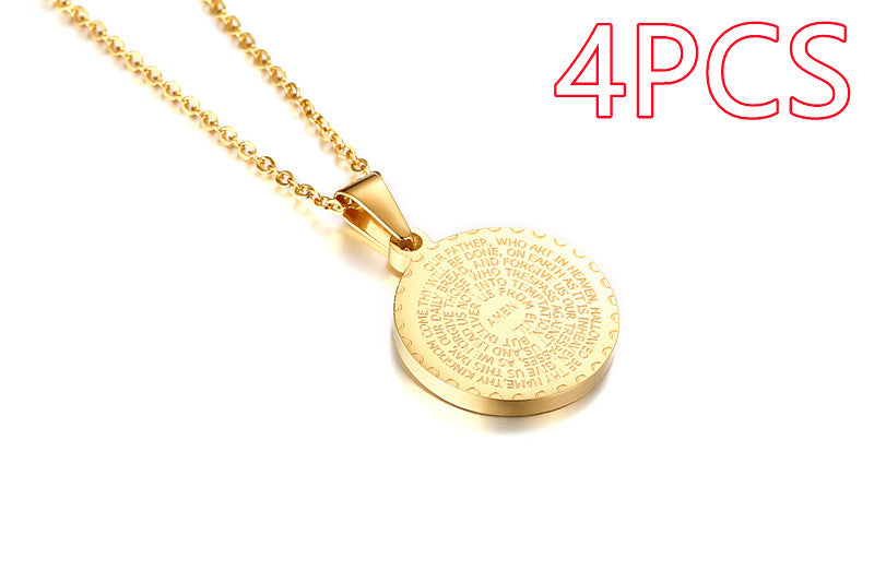 Stainless Steel Rhinestone Prayer English Scripture Pendant - image 6