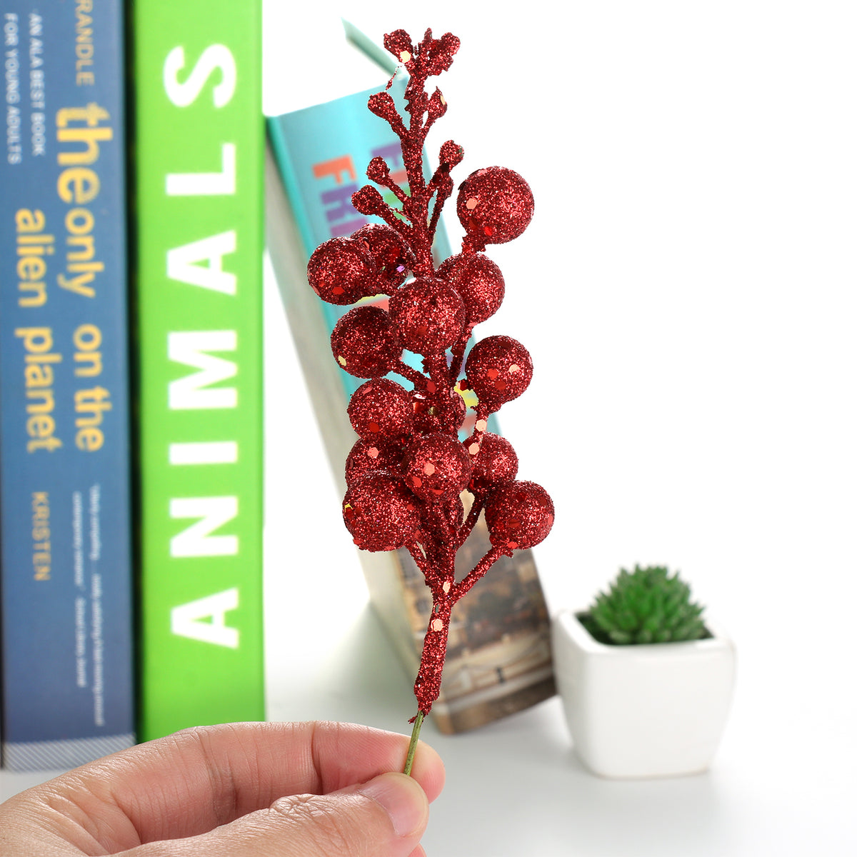 3Pcs Xmas Tree Decoration Berries Shining Sequined Simulated Wreath Ra - image 1