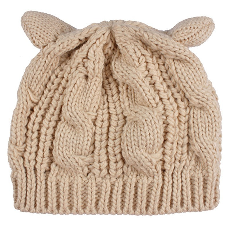 Hand Made 3D Cute Knitted Cat Ear Beanie For Winter - image 8