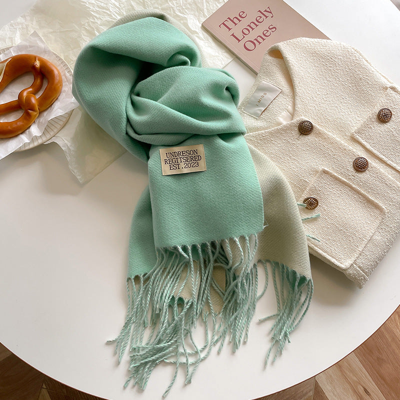 Double-sided Artificial Cashmere Scarf Women's Winter Warm Couple - image 5