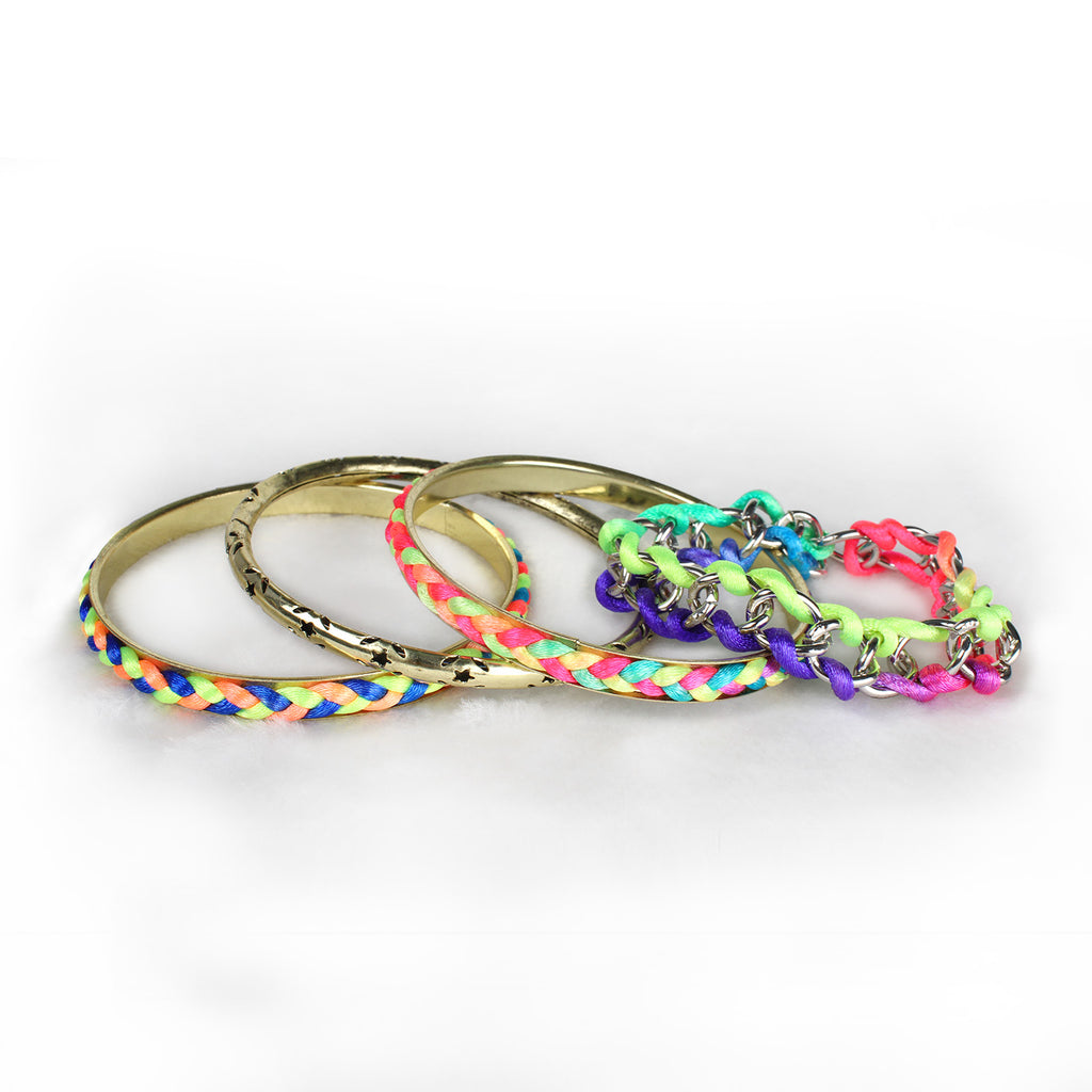 4-Piece Colorful Woven Gold-Tone Bracelet Set - image 6
