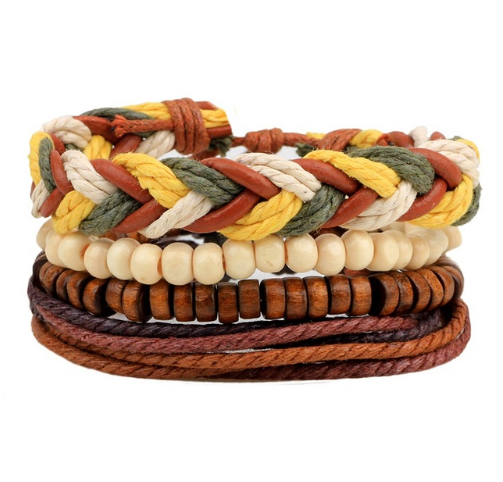 Leather Bracelet Men Multilayer Bead Bracelet Punk Wrap Bracelets for  - image 6