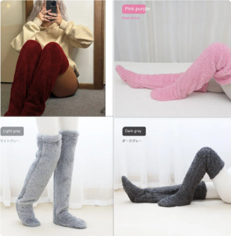 Over Knee High Fuzzy Long Socks Winter Warm Cold Leg Knee Joint Cold-p - image 8