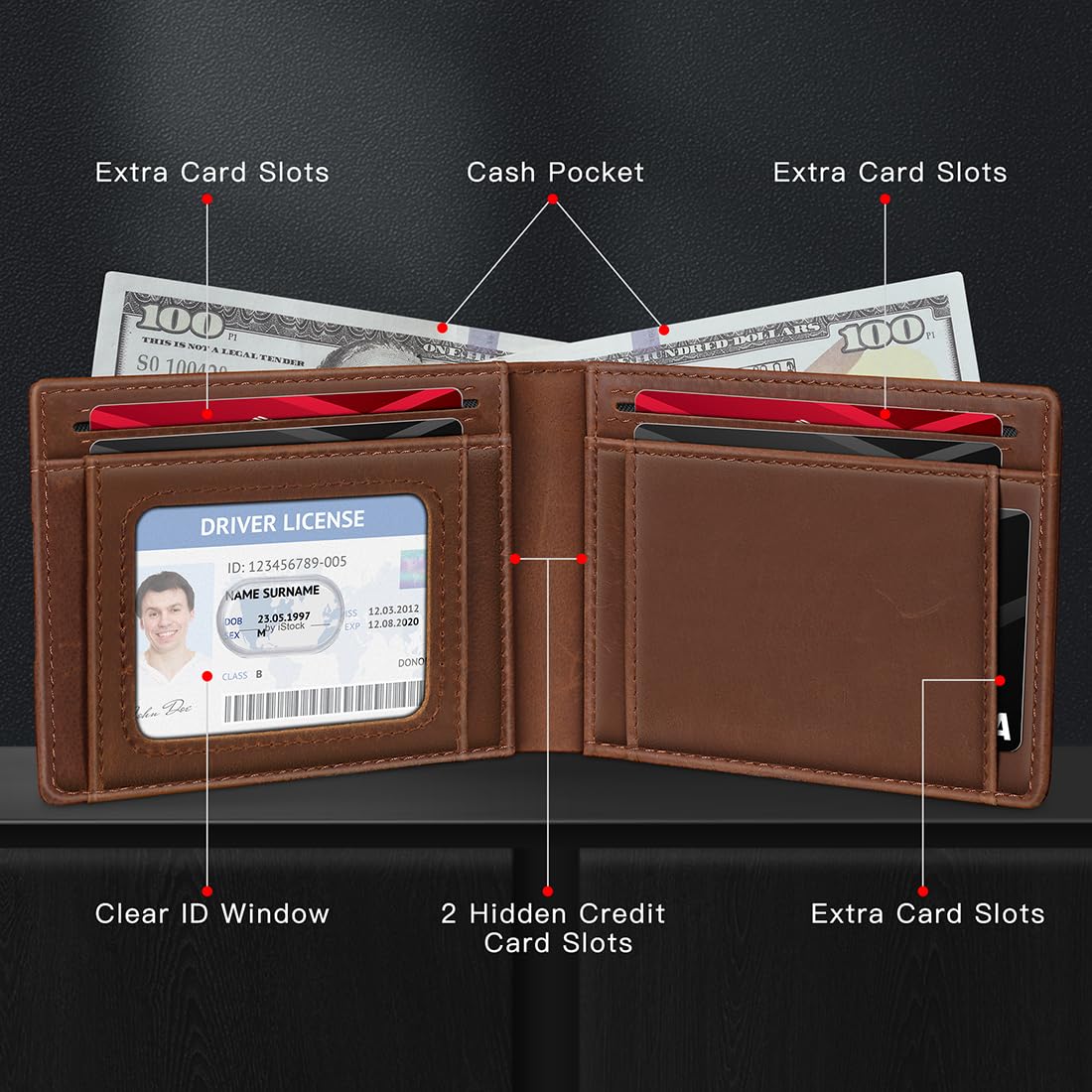 Real Leather Wallet For Men, Slim Bifold Wallet Minimalist Front Pocke - image 4