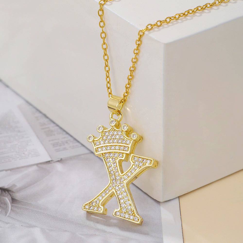 1PCS Fashionable Gold Diamond Crown Uppercase Letter Popular Pendant N - image 10