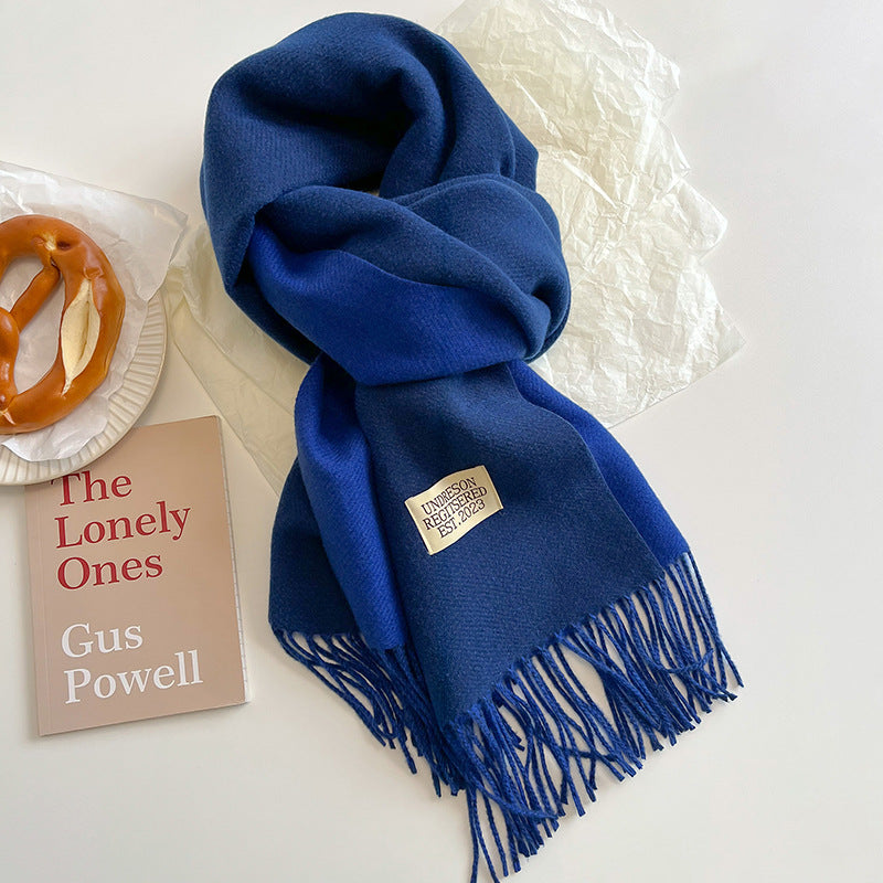 Double-sided Artificial Cashmere Scarf Women's Winter Warm Couple - image 6