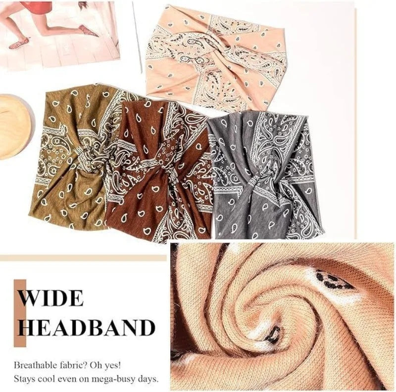 4 Pack Boho Paisley Wide Headbands for Women - image 2