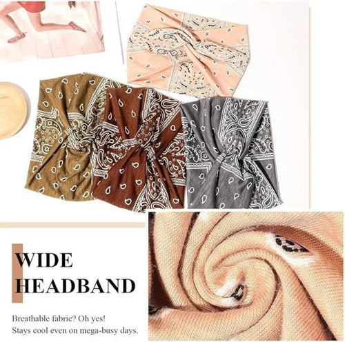 4 Pack Boho Paisley Wide Headbands for Women - image 2
