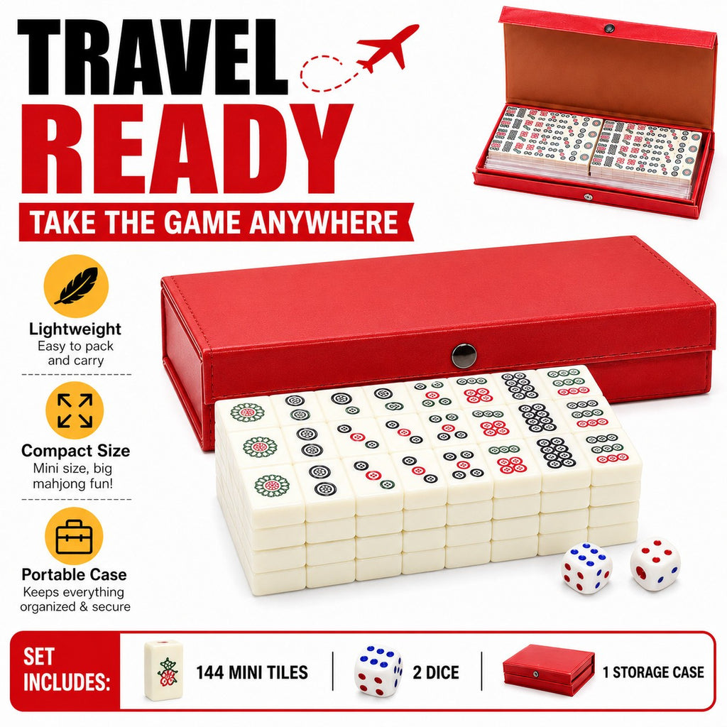 Pocket Mahjong Set, 144 Mini Tiles with Travel Case - image 4