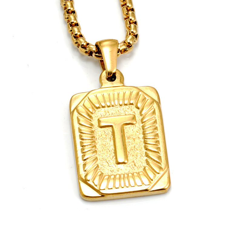 European And American Fashion Men's All-stainless Steel Letter Pendant - image 7
