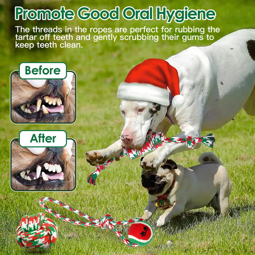 Set Of 5Pcs Christmas Dog Rope Chew Toys Dog Interactive Toys Set For  - image 7