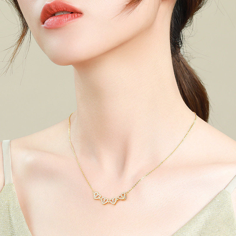 Retro Magnetic Folding Heart Shaped Four Leaf Clover Pendant Necklace  - image 1