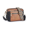 Triple-zipper Shoulder Bag With Floral Embroidered Straps Fashion Colo - image 1