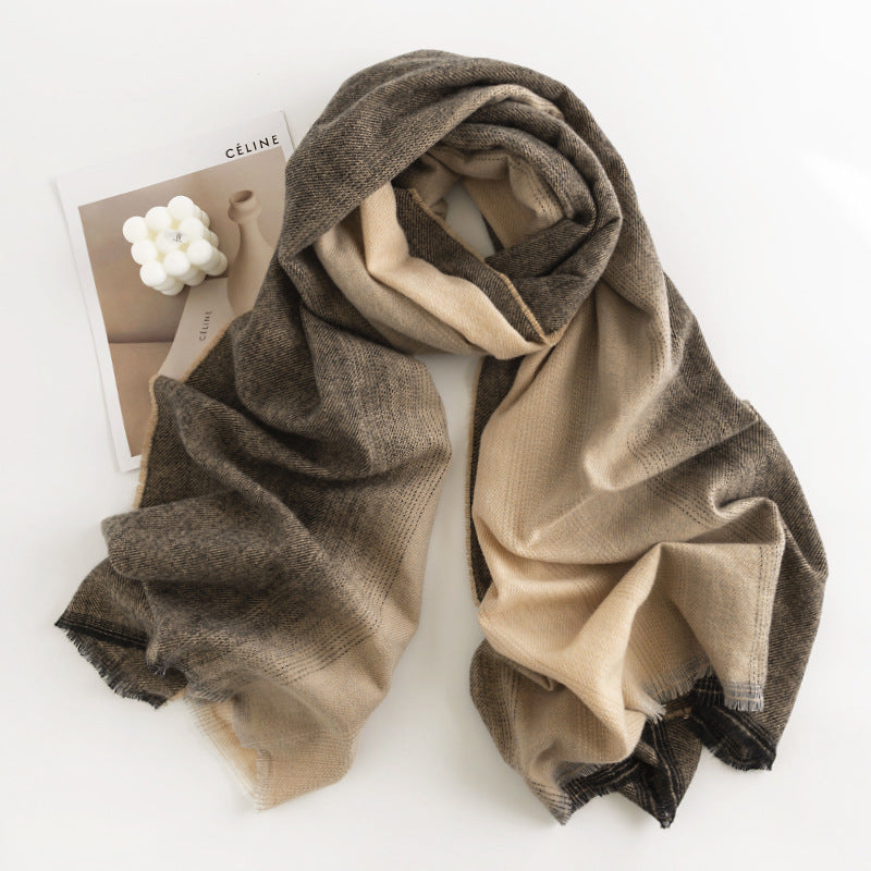 Herringbone Pattern Monochrome Artificial Cashmere Scarf Women's Simpl - image 10