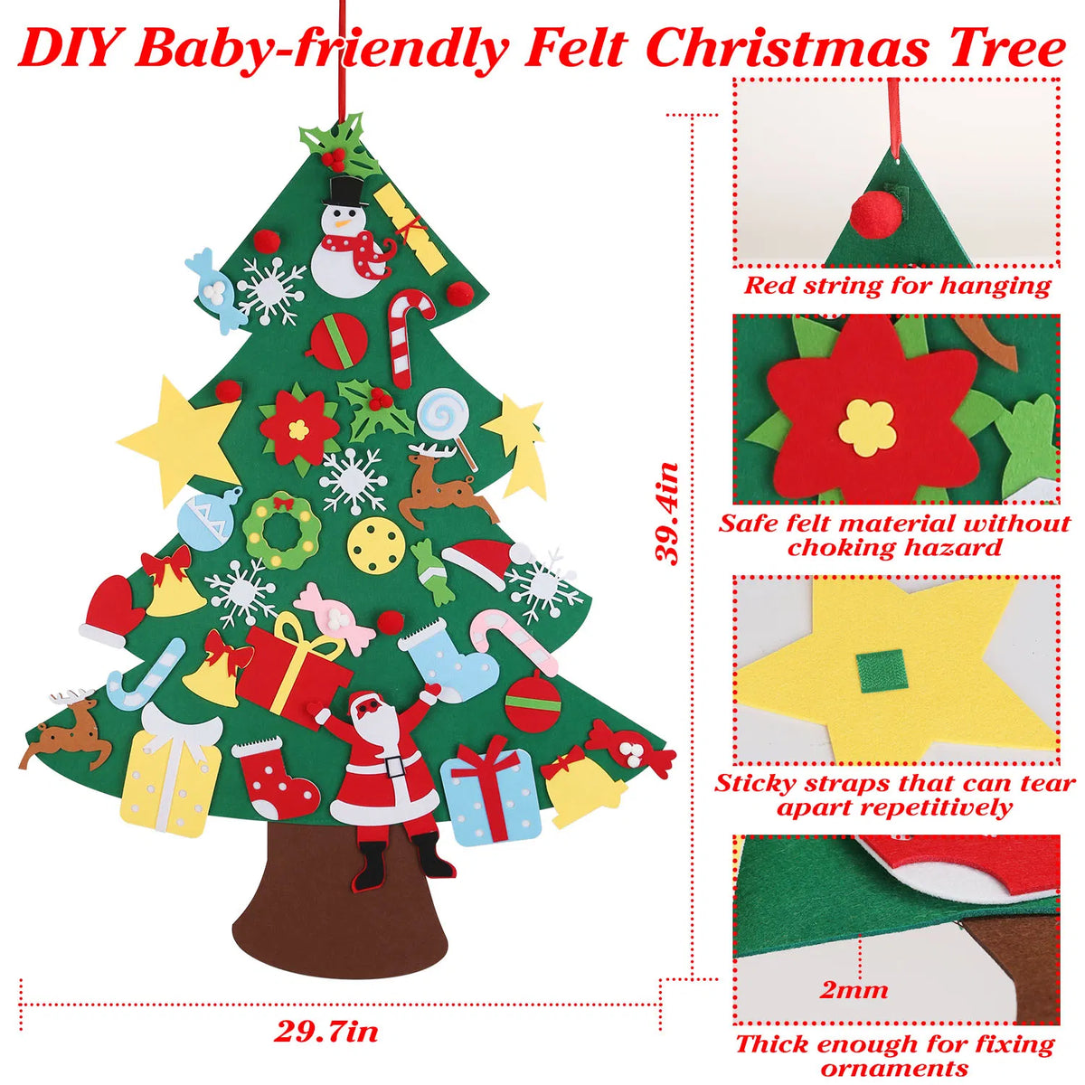 DIY Felt Christmas Tree with 41 Detachable Ornaments - image 2