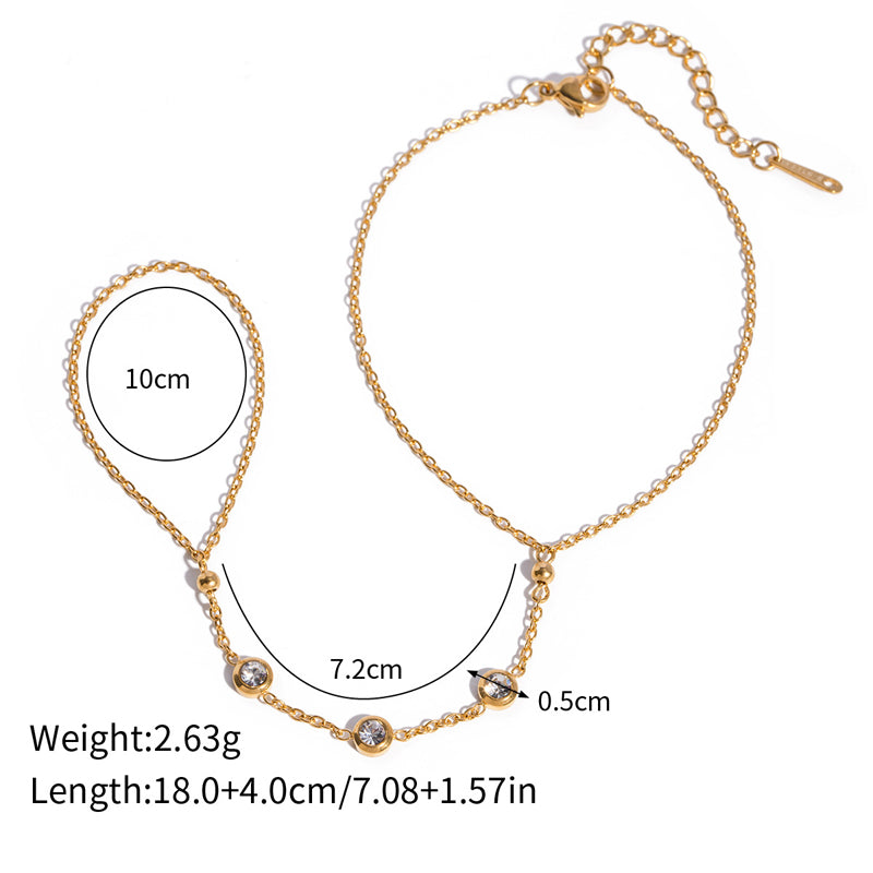 Gold-Tone Hand Chain Ring Bracelet - image 5