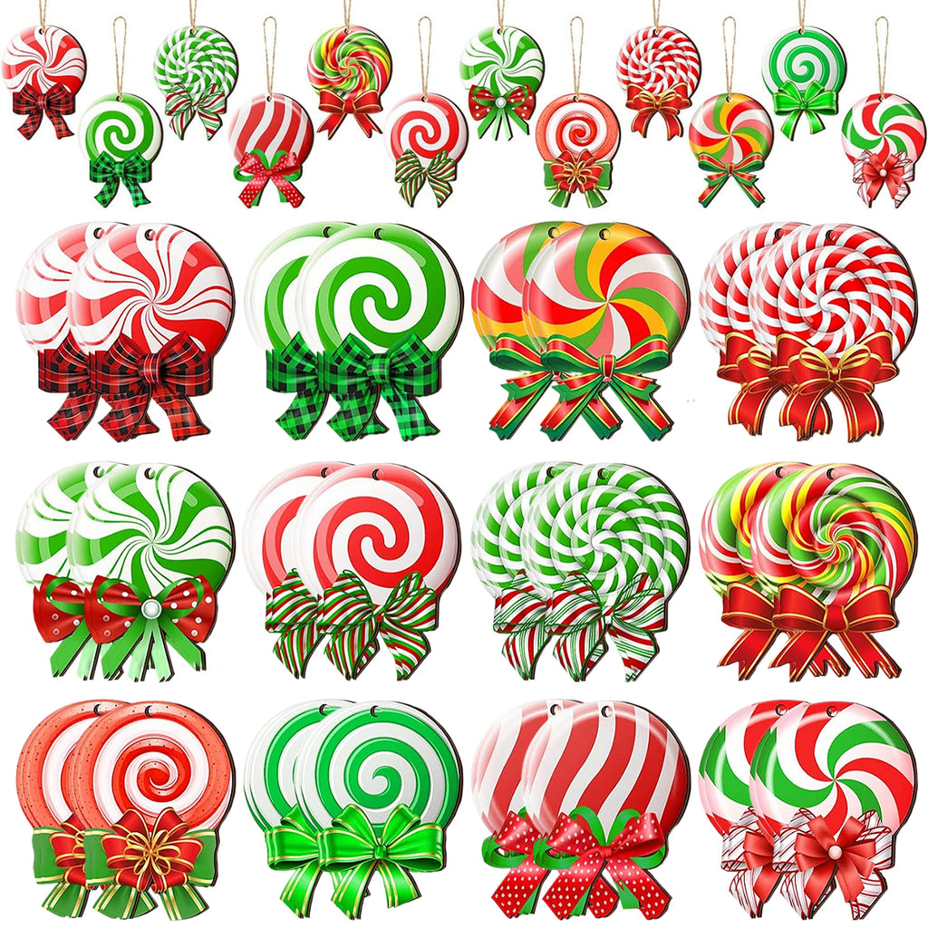 24PCS Christmas Candy Ornament With Ropes Colorful Candy Round Lollipo - image 2