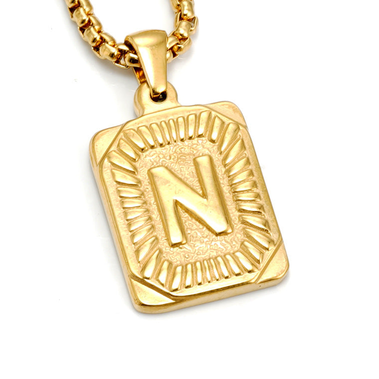 European And American Fashion Men's All-stainless Steel Letter Pendant - image 12