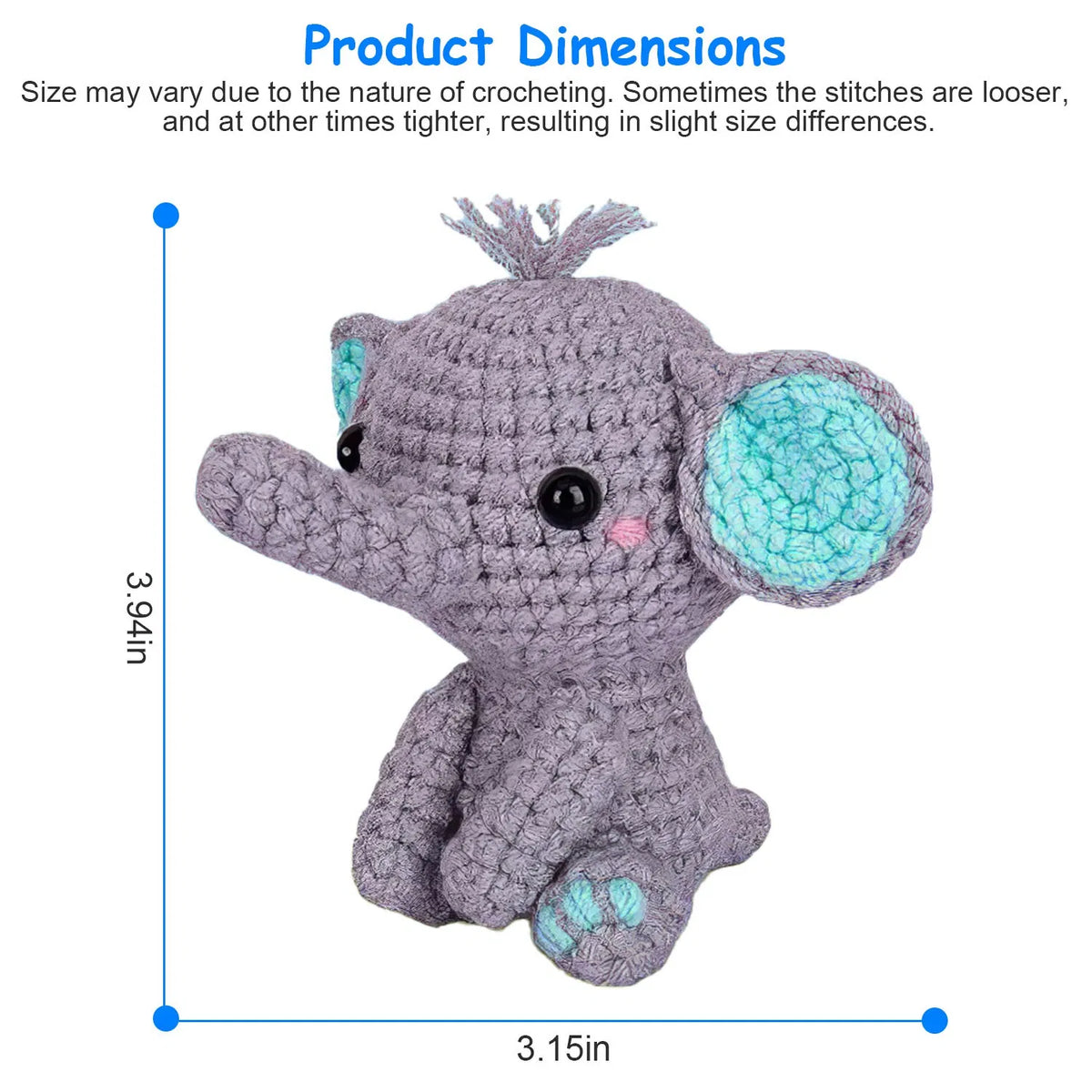 Beginner Crochet Kit, 2 Elephants - image 5