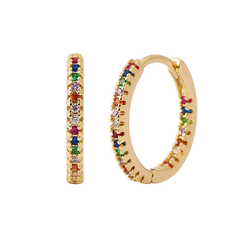 Circle Female Earrings Ear Clip Multicolor Zircon Elegant - image 3